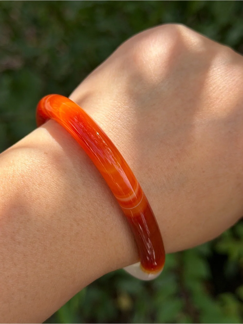 61mm inner diameter skinny banded agate carnelian bangle 1743